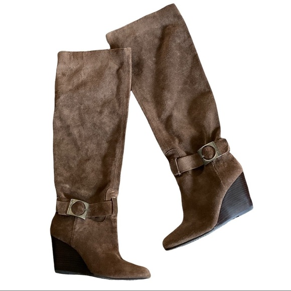❤️BCBGENERATION SUEDE OVER KNEE WEDGE BOOTS ~ 9.5 - Picture 1 of 5
